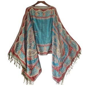 Incredible Sparkly Multicolor Paisley Poncho Top/ Shawl
